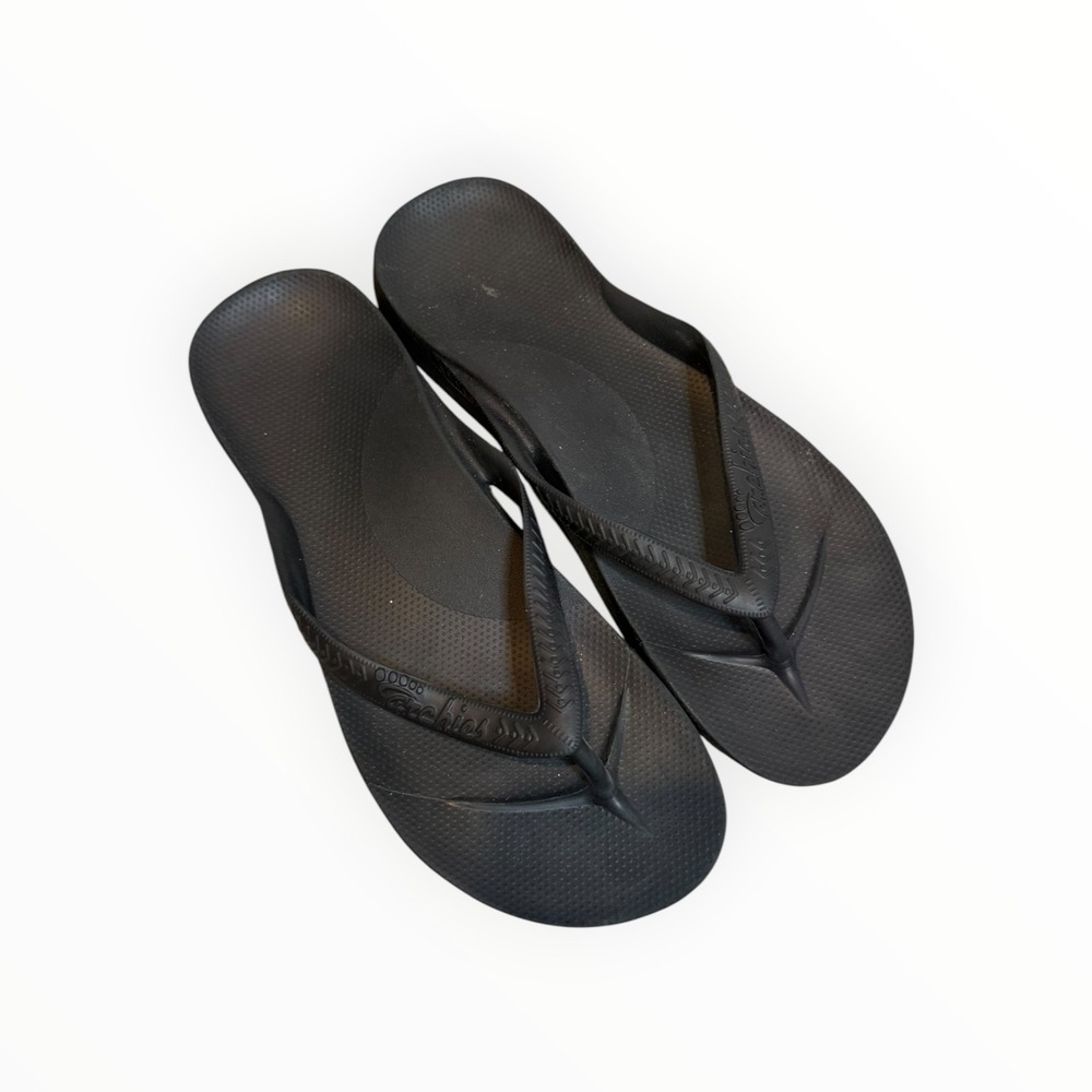 Archies Arch Support Flip Flops Black Orthotic Sandals Womens 9 Mens 8 - Picture 2 of 8